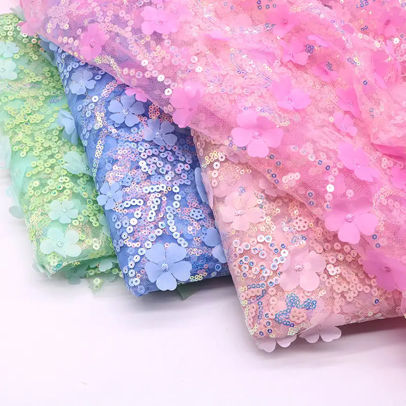 Floral Sequin Fabric By The Yard