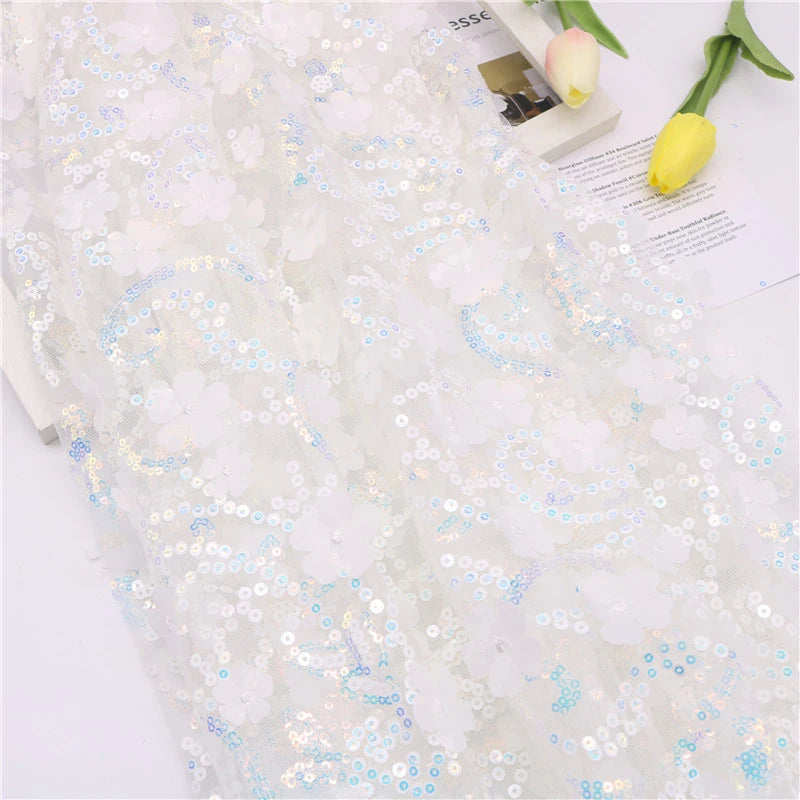 Floral Sequin Fabric By The Yard