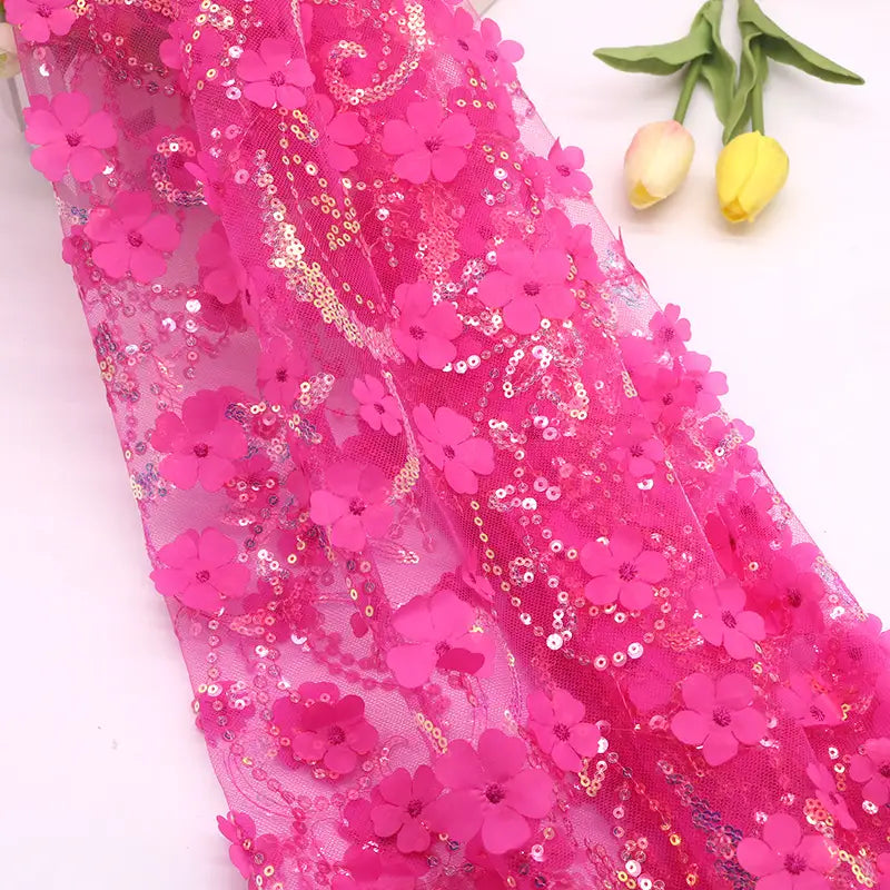 Floral Sequin Fabric By The Yard
