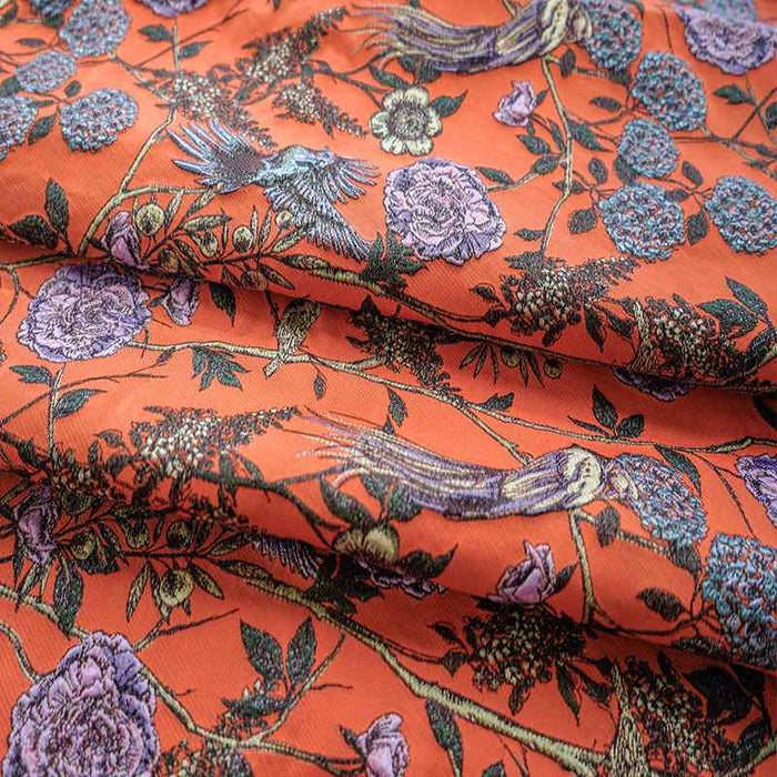 FlowerBirdBrocadeFabric
