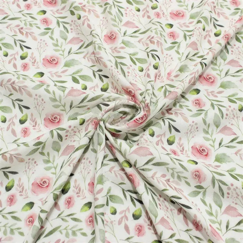 Flower Dragonfly Double Gauze Fabric By The Yard for clothing