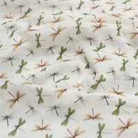 Flower Dragonfly Double Gauze Fabric By The Yard for clothing