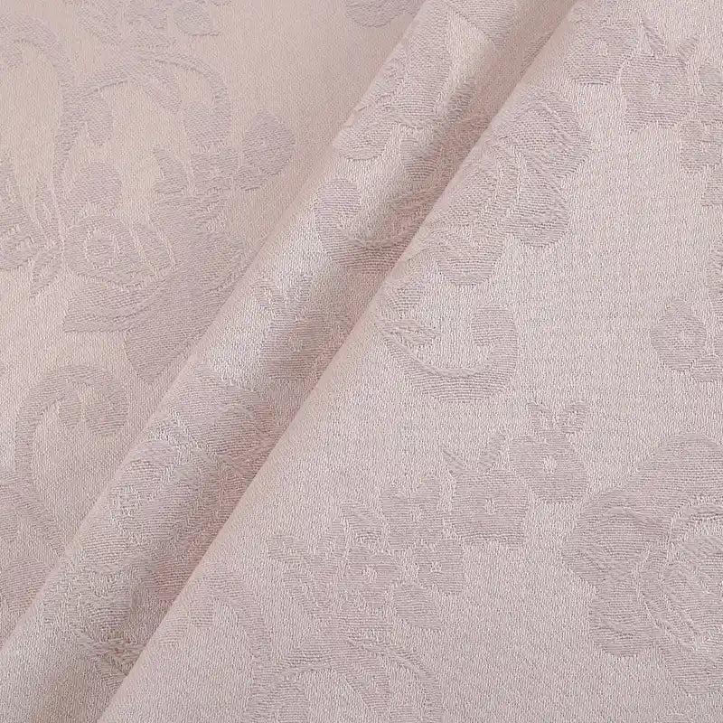 Close-up of Flower Pattern Cotton Damask Fabric by Longan Craft, featuring elegant chinoiserie jacquard damask weave with delicate raised floral designs and a soft, textured surface—ideal as tablecloth fabric and sold by the yard.