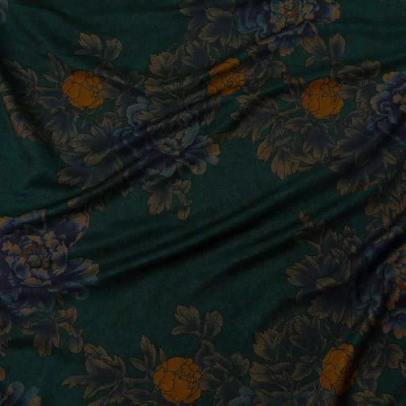Flower Pattern Ponte Roma Fabric By The Yard