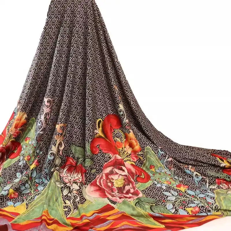Flower Pattern Ponte Roma Fabric By The Yard