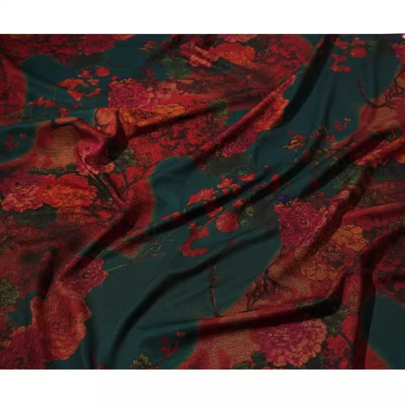 Flower Pattern Ponte Roma Fabric By The Yard