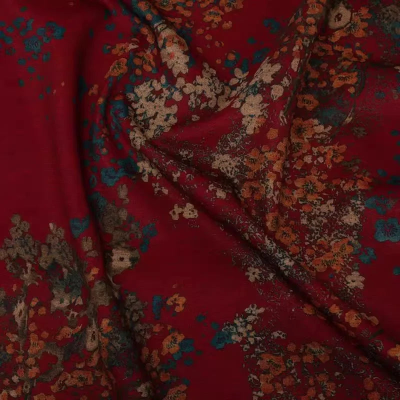 Flower Pattern Ponte Roma Fabric By The Yard