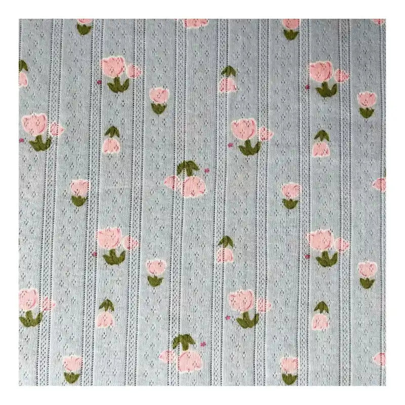 Flower Printed Pointelle Knit Fabric By The Yard