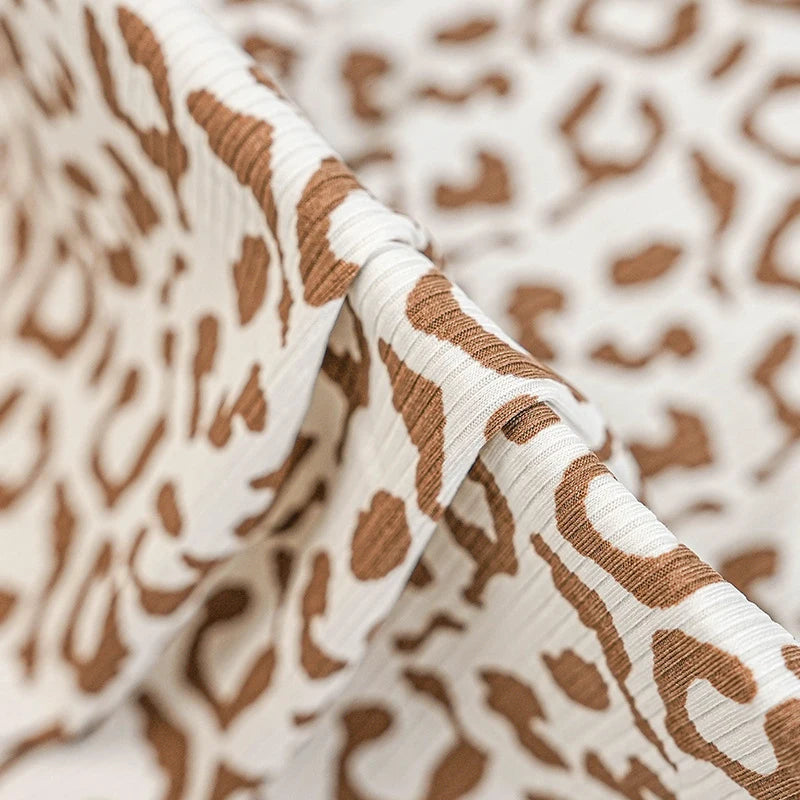 Flower Printed Ribbed Knit Fabric By The Yard