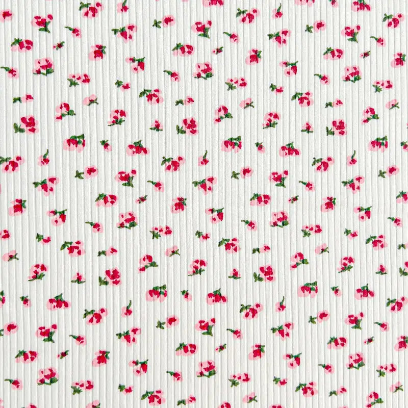 Flower Printed Ribbed Knit Fabric By The Yard