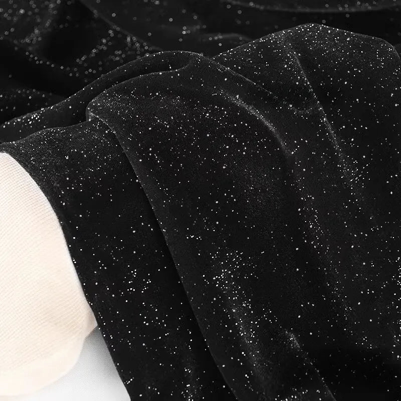 Glitter Velvet Fabric| Sparkle Shimmer Woven Velvet Material 1 yard / 55inches / black(55inches) Glitter Velvet Fabric| Sparkle Shimmer Woven Velvet Material 1 yard / 55inches / black(55inches)