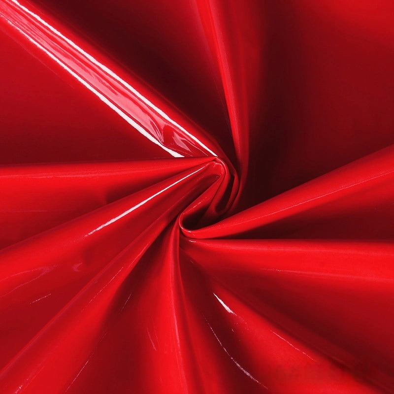 Longan Craft’s Glossy Stretch Vinyl Fabric By The Yard features a shiny solid color PU material with lustrous reflections and smooth folds—perfect for making jackets.