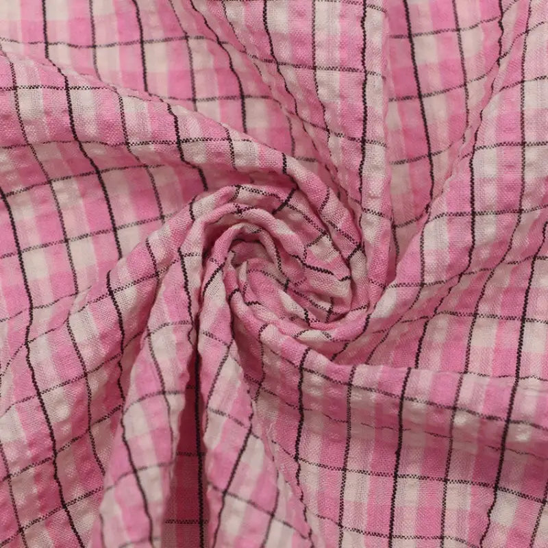 Gradient Style Plaid Seersucker Fabric By the Yard