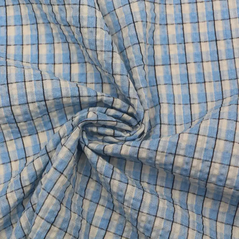 Gradient Style Plaid Seersucker Fabric By the Yard