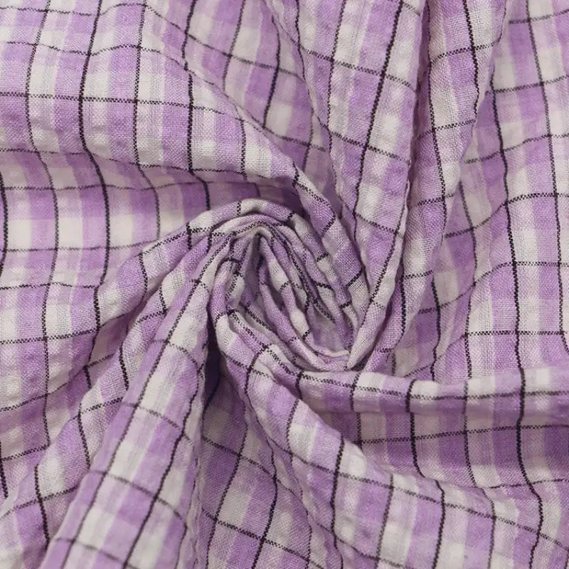 Gradient Style Plaid Seersucker Fabric By the Yard