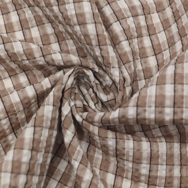 Gradient Style Plaid Seersucker Fabric By the Yard