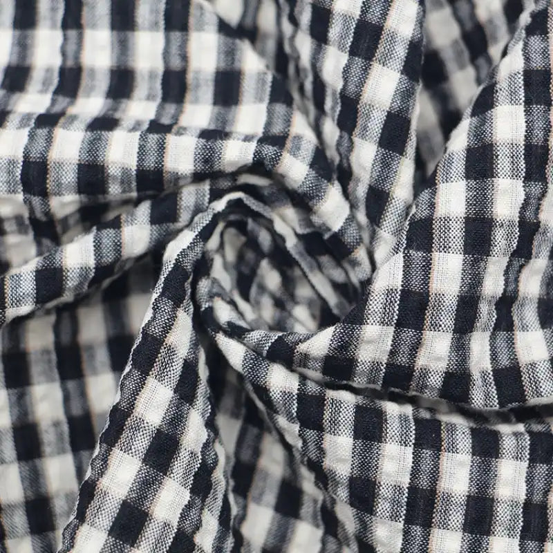 Gradient Style Plaid Seersucker Fabric By the Yard