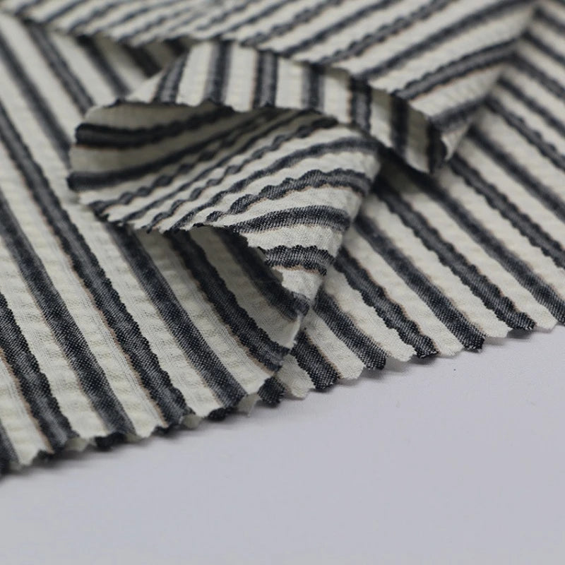 Gradient Wide Stripe Seersucker Fabric By the Yard