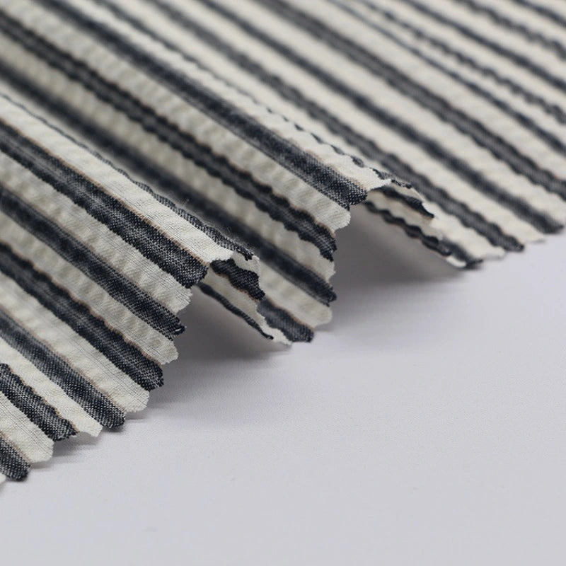 Gradient Wide Stripe Seersucker Fabric By the Yard