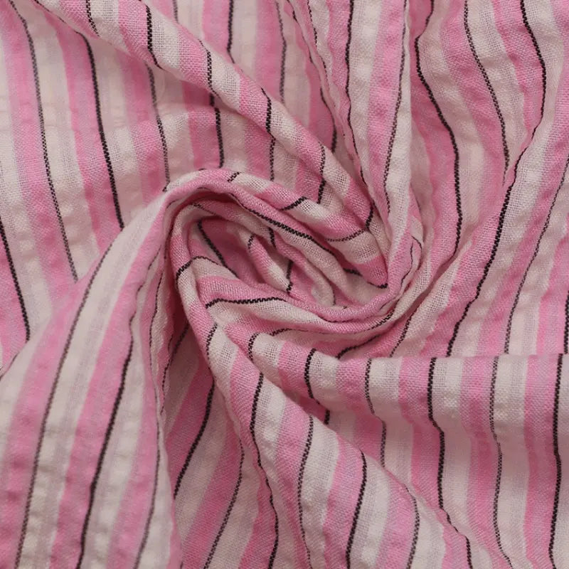 Gradient Wide Stripe Seersucker Fabric By the Yard