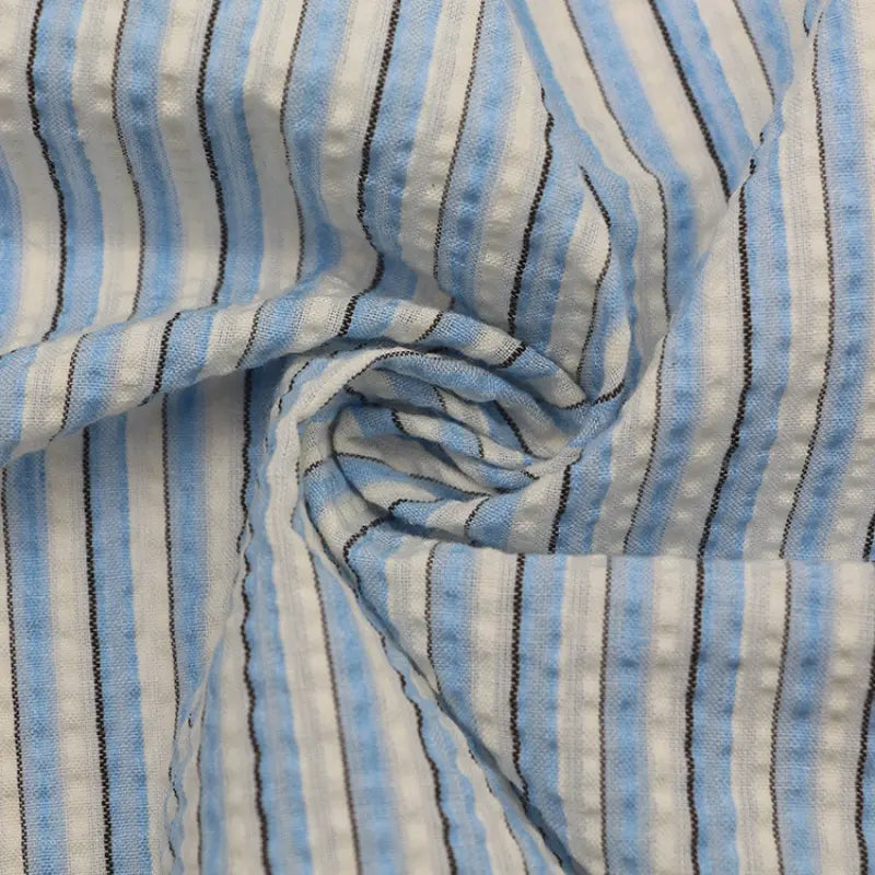 Gradient Wide Stripe Seersucker Fabric By the Yard