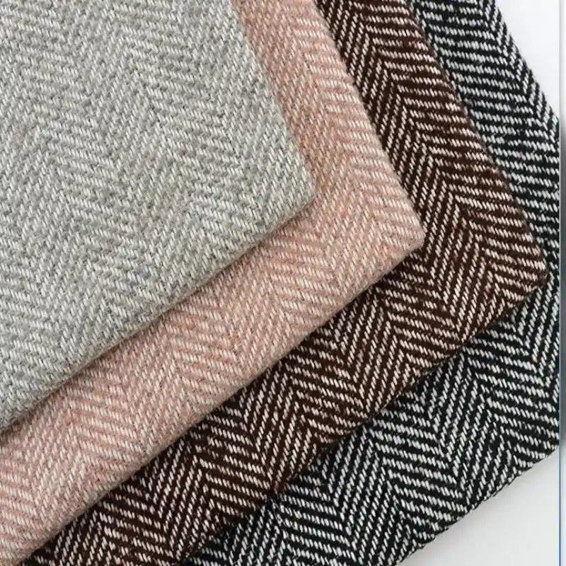 Herringbone Pattern Tweed Fabric By The Yard