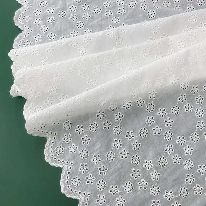 Hollow Out White Embroidered Fabric By The Yard