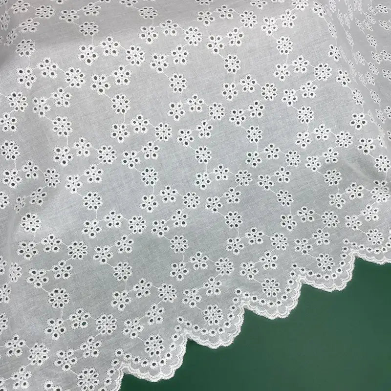 Hollow Out White Embroidered Fabric By The Yard