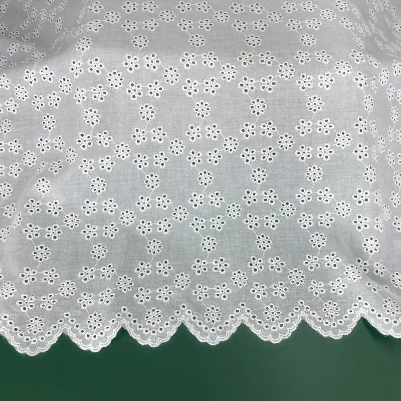 Hollow Out White Embroidered Fabric By The Yard