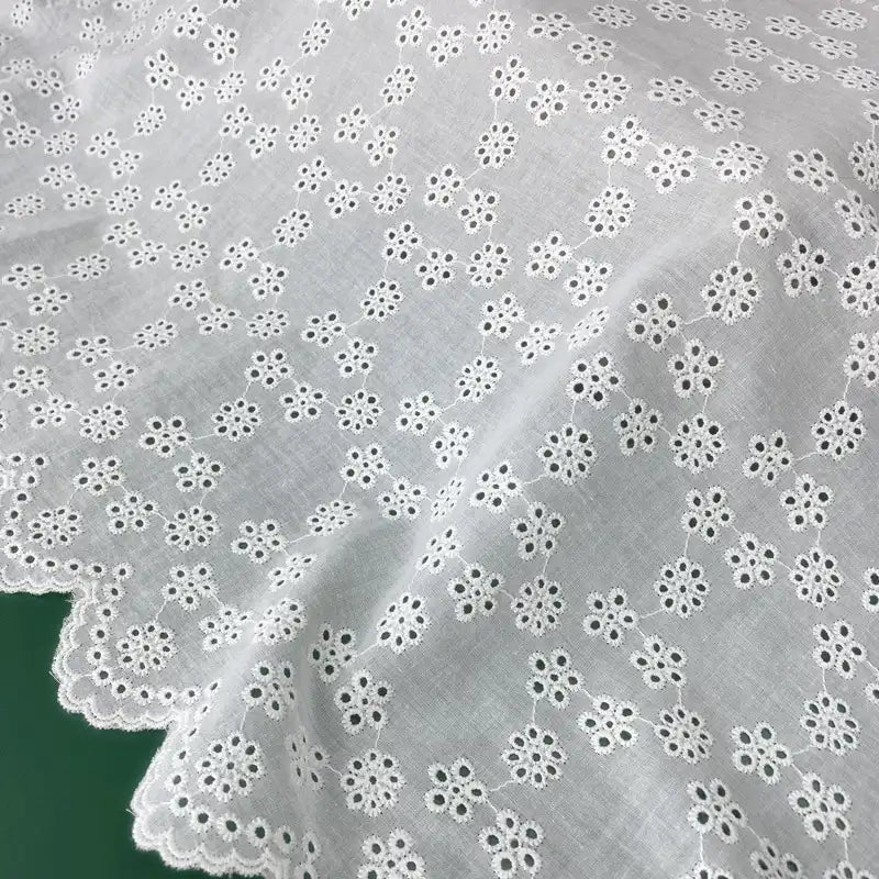 Hollow Out White Embroidered Fabric By The Yard