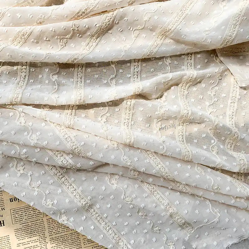 Jacquard Stripe Dot Chiffon Fabric By the Yard