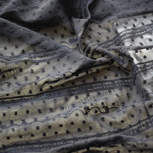 Jacquard Stripe Dot Chiffon Fabric By the Yard