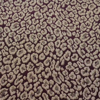 Close-up of Longan Craft Leopard Embossed Brocade Fabric By The Yard, a stretch jacquard with beige and light brown leopard print on dark brown—ideal vintage material for dressmaking with richly textured, organic animal spots.