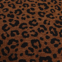 Leopard Jacquard Chenille Fabric By The Yard in brown with a repeating black animal print pattern.