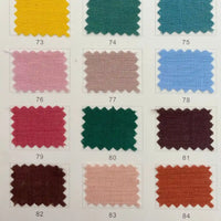 The Longan Craft Linen and Viscose Fabric By The Yard features a chart of 12 rectangular, numbered fabric swatches in vibrant yellow-to-orange shades, made from lightweight, breathable Multicolor Viscose Cellulose—perfect for summer.