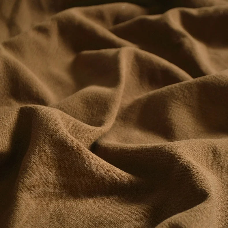 Longan Craft’s Medium Weight Viscose Linen Fabric by the yard features a multicolor washed finish and breathable texture, perfect for clothing projects with a soft drape and gentle surface variation.