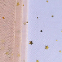 A close-up of Longan Craft’s Moon Star Sequins Tulle Fabric by the yard: multicolor glitter mesh showing folded layers left and flat layer right, perfect for stage costumes or decorative projects.