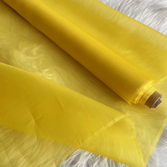 Longan Craft’s Multicolor 8 Momme Organza Silk Fabric by the yard—pure mulberry silk, luxuriously sheer and perfect for crafting elegant dresses and evening gowns.