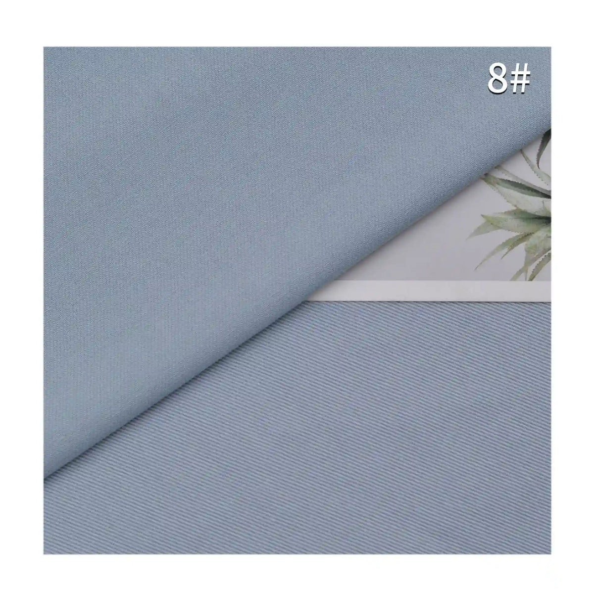 A swatch of Multicolor Cotton Bamboo Blend Lyocell Fabric from Longan Craft is folded diagonally over a plant image, with "8#" in white text at the top right corner.