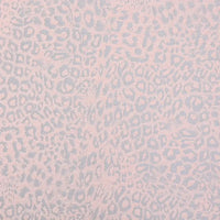 Multicolor Leopard Chenille Fabric By The Yard in light pink polyester with a grey leopard jacquard print pattern.