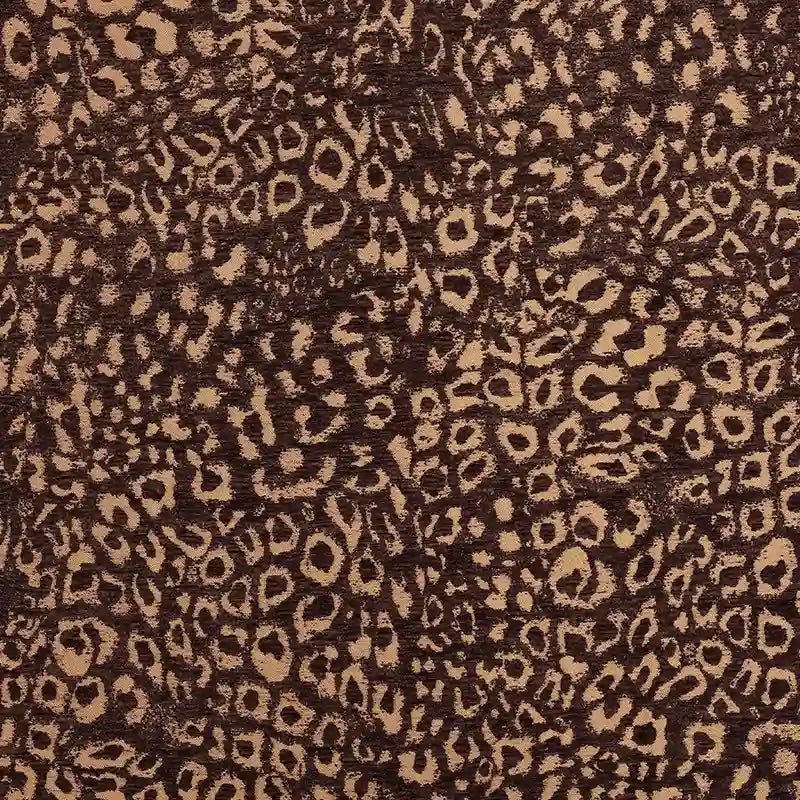 Multicolor Leopard Chenille Fabric By The Yard in a textured brown and tan leopard jacquard pattern.