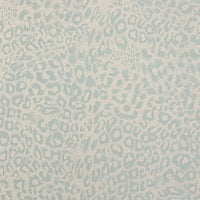 Multicolor Leopard Chenille Fabric By The Yard in a light blue and cream leopard jacquard pattern with a textured finish.