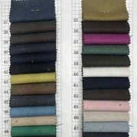 Multicolor rayon gabardine fabric swatches from Longan Craft are arranged in two vertical columns labeled 37–48 and 55–67, showcasing dark, bright, and pastel wrinkle-resistant options. Available by the yard for custom uniforms.