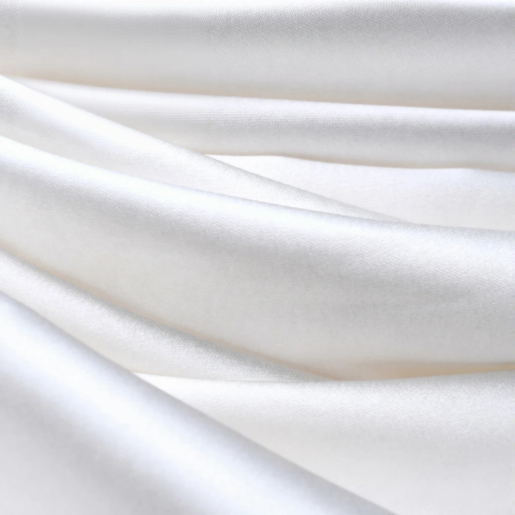 Close-up of Longan Craft’s Multicolor Satin Fabric by the yard, featuring silky polyester texture and a shiny, smooth finish—ideal for elegant apparel and dressmaking projects.