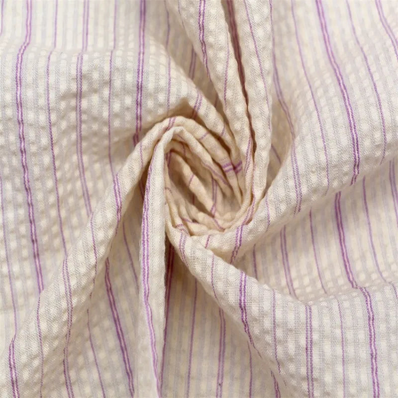 Multicolor Striped Seersucker Fabric By the Yard