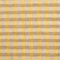 Longan Craft’s Multicolor Washed Plaid Linen Fabric By The Yard features a vintage checkered design with alternating yellow and beige hues. Crafted from pure, breathable linen, this fabric showcases intersecting horizontal and vertical lines for a warm, textured appearance—perfect for casual wear and creative projects.