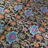Chinese Flower Silky Brocade Fabric By The Yard-Longan Craft