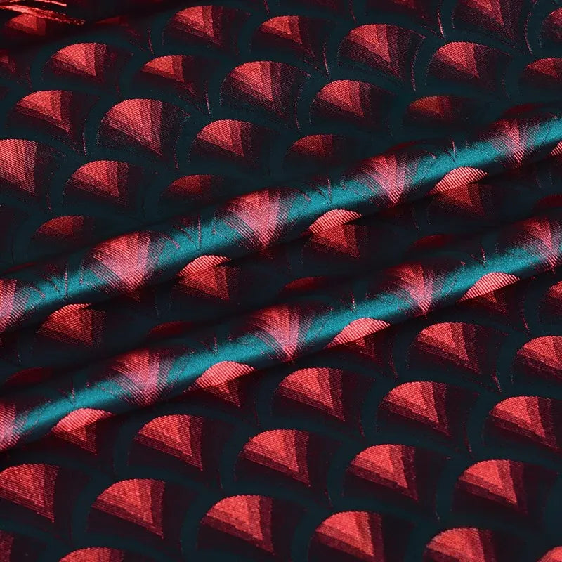 Iridescent Peacock Jacquard Brocade Fabric By The Yard