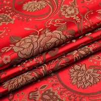 Longan Craft’s Peony Jacquard Brocade Fabric By The Yard features colorful Chinese floral designs and ornate details. This elegant brocade material is ideal for formal dresses, bridal gowns, or stylish garments.