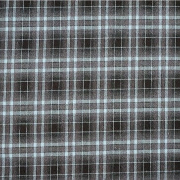 A close-up of Longan Craft's Plaid Mammoth Flannel Fabric by the yard shows intersecting black, grey, and white lines forming a plaid grid on comfy polyester-rayon shirting flannel material.
